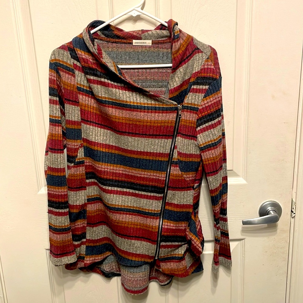 Side zip striped jacket (lightweight)